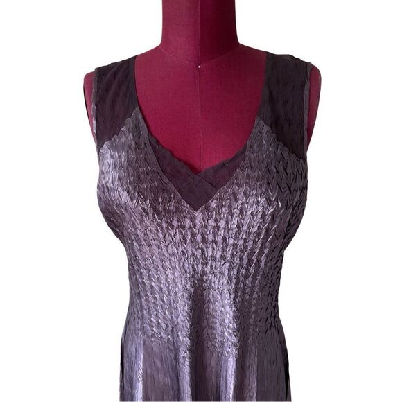 NWOT Komarov V Neck Midi Sleeveless Crinkle Dress size XL Purple - Picture 6 of 8